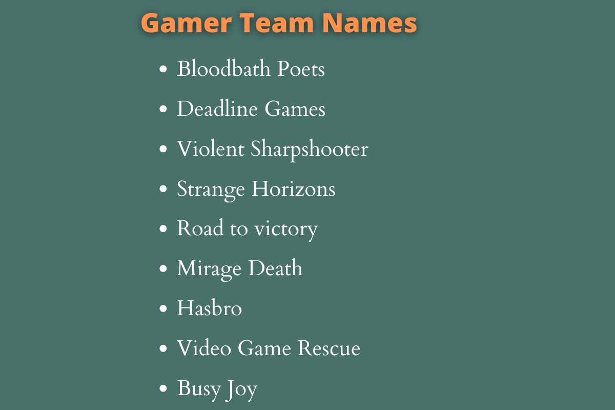 Gamer Team Names