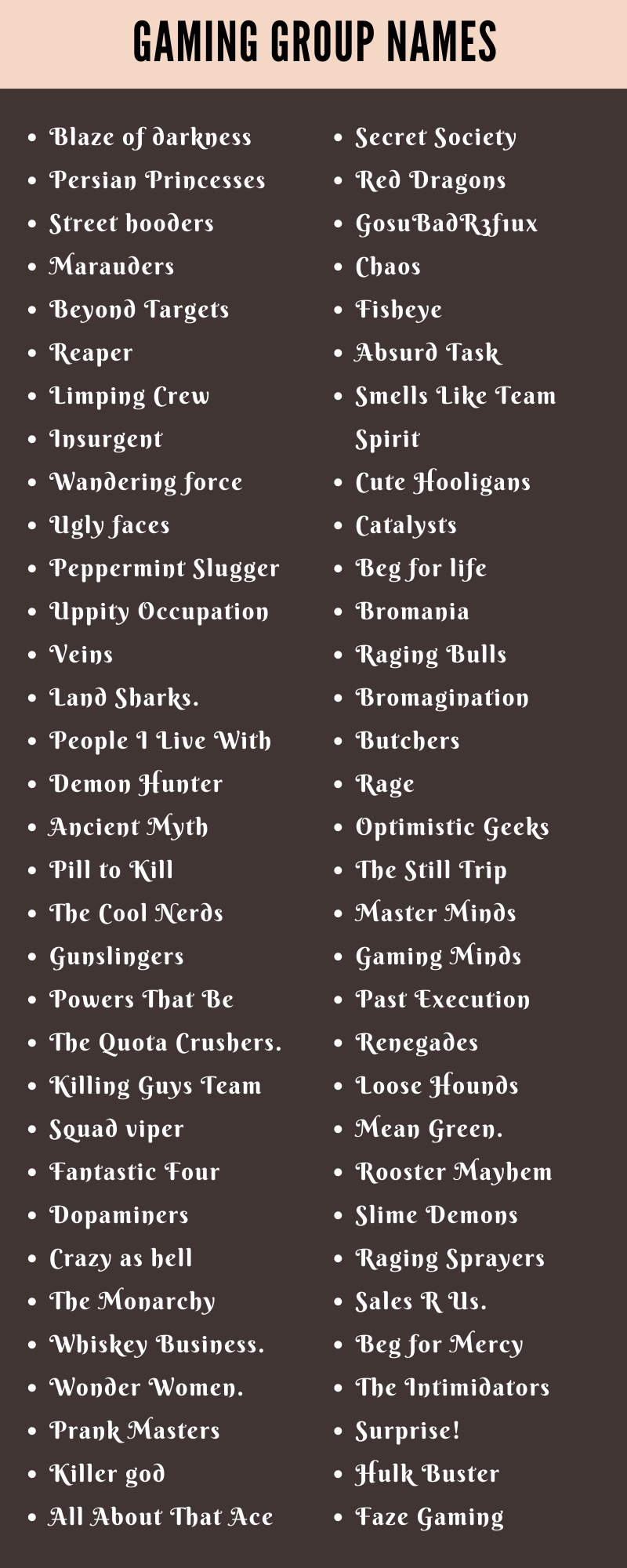 Gaming Group Names