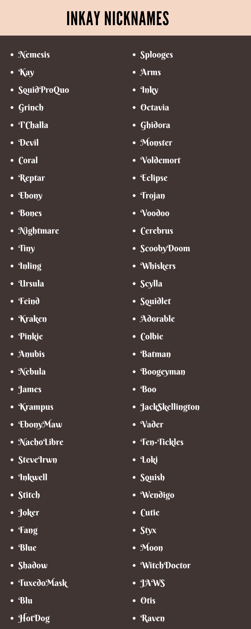 Inkay Nicknames Ideas