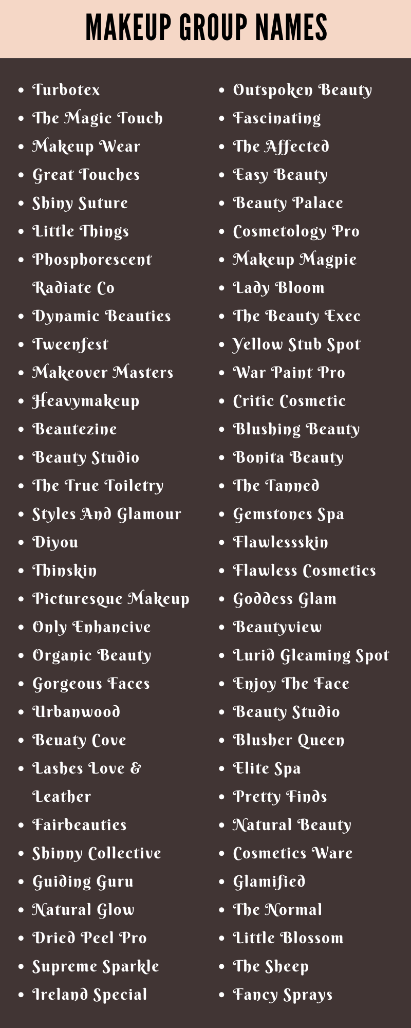 400 Cool Makeup Group Names Ideas And