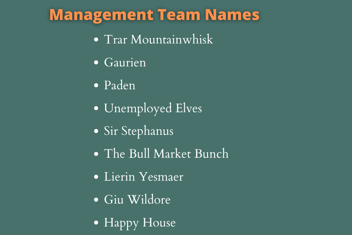 Management Team Names