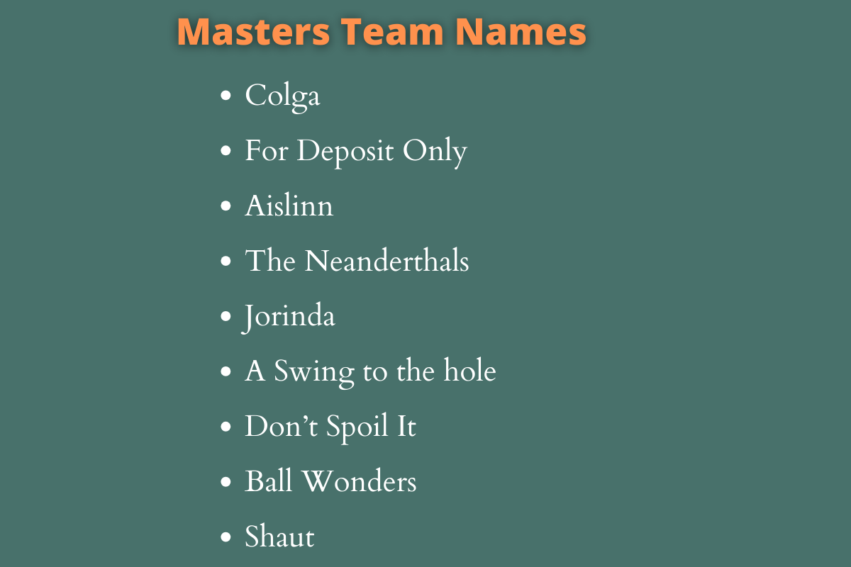 Masters Team Names