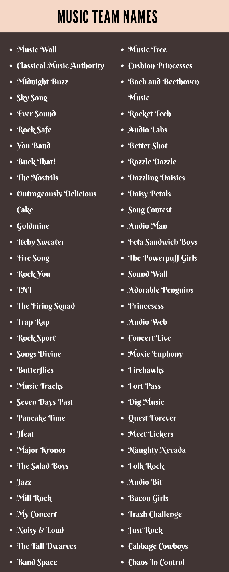 750 Music Team Names Ideas and Suggestions