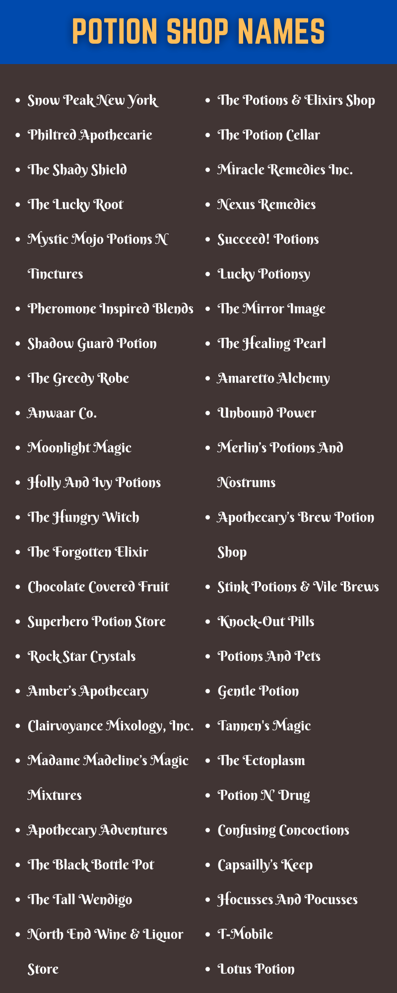 Potion Shop Names
