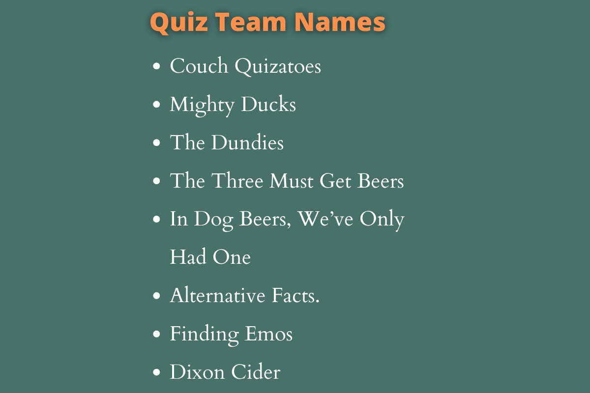 Quiz Team Names