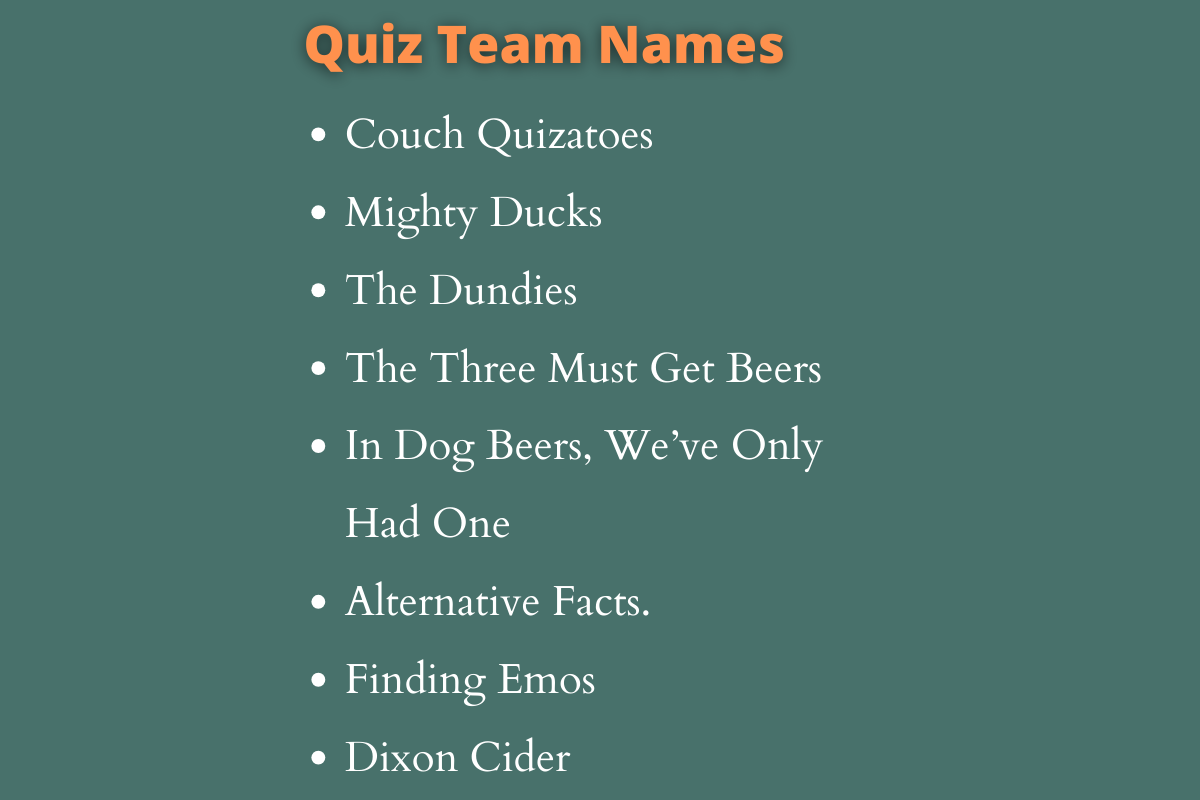 750 Cool Quiz Team Names Ideas And Suggestions