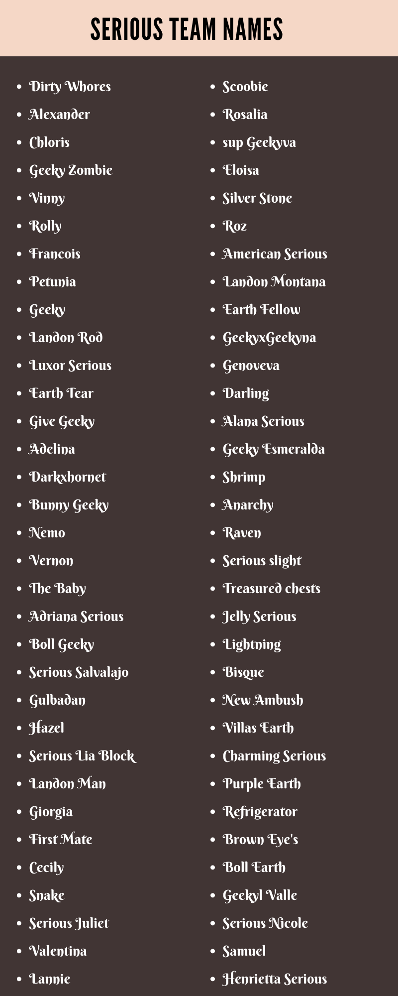 Serious Team Names