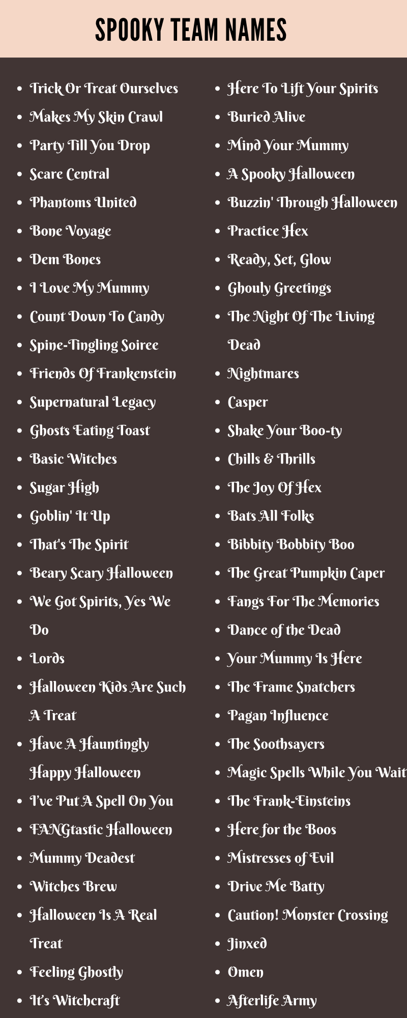 Spooky Team Names
