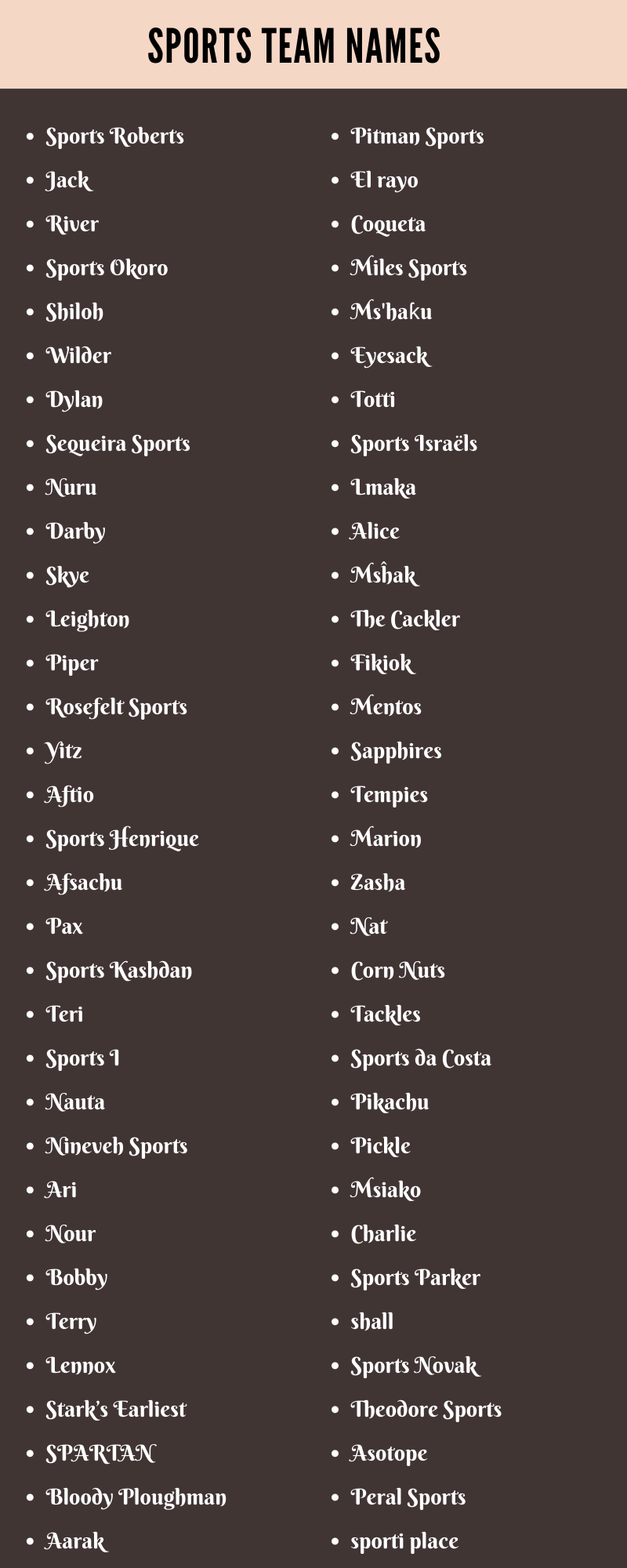 best sports team names