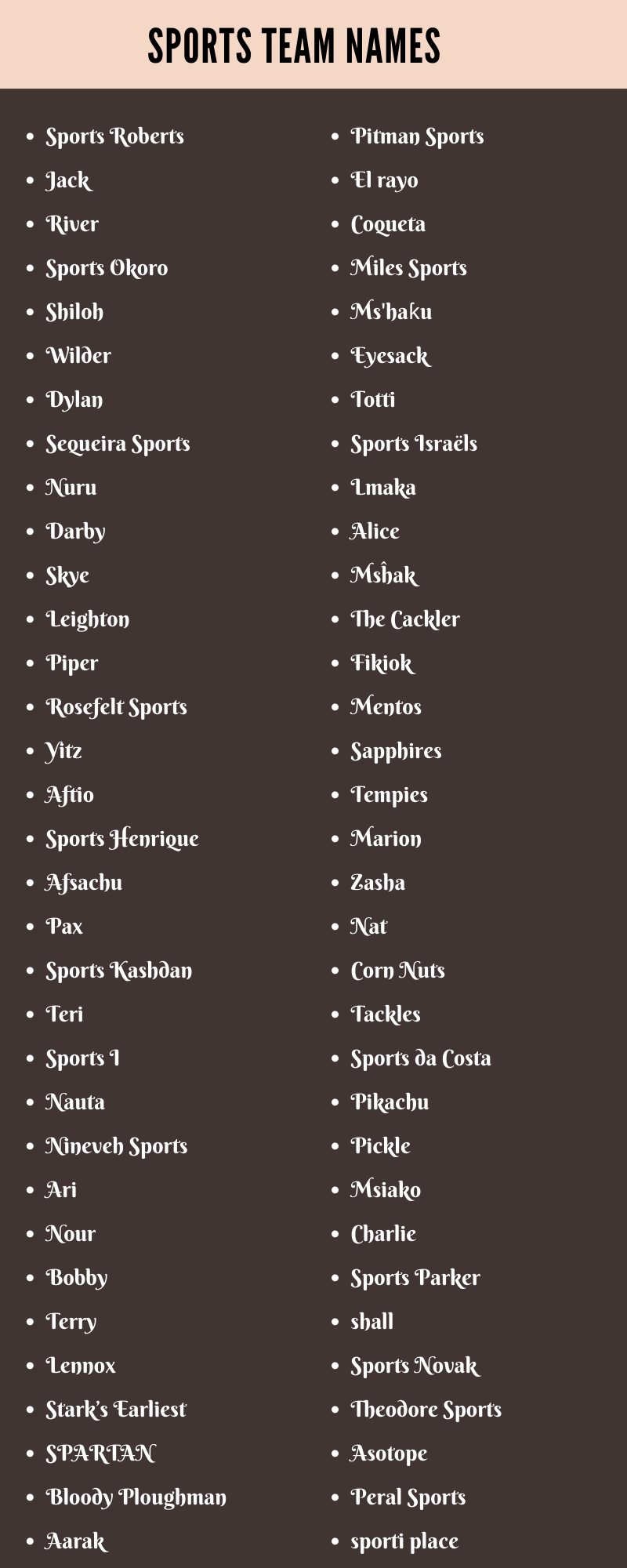 750 Cool Sports Team Names Ideas And Suggestions