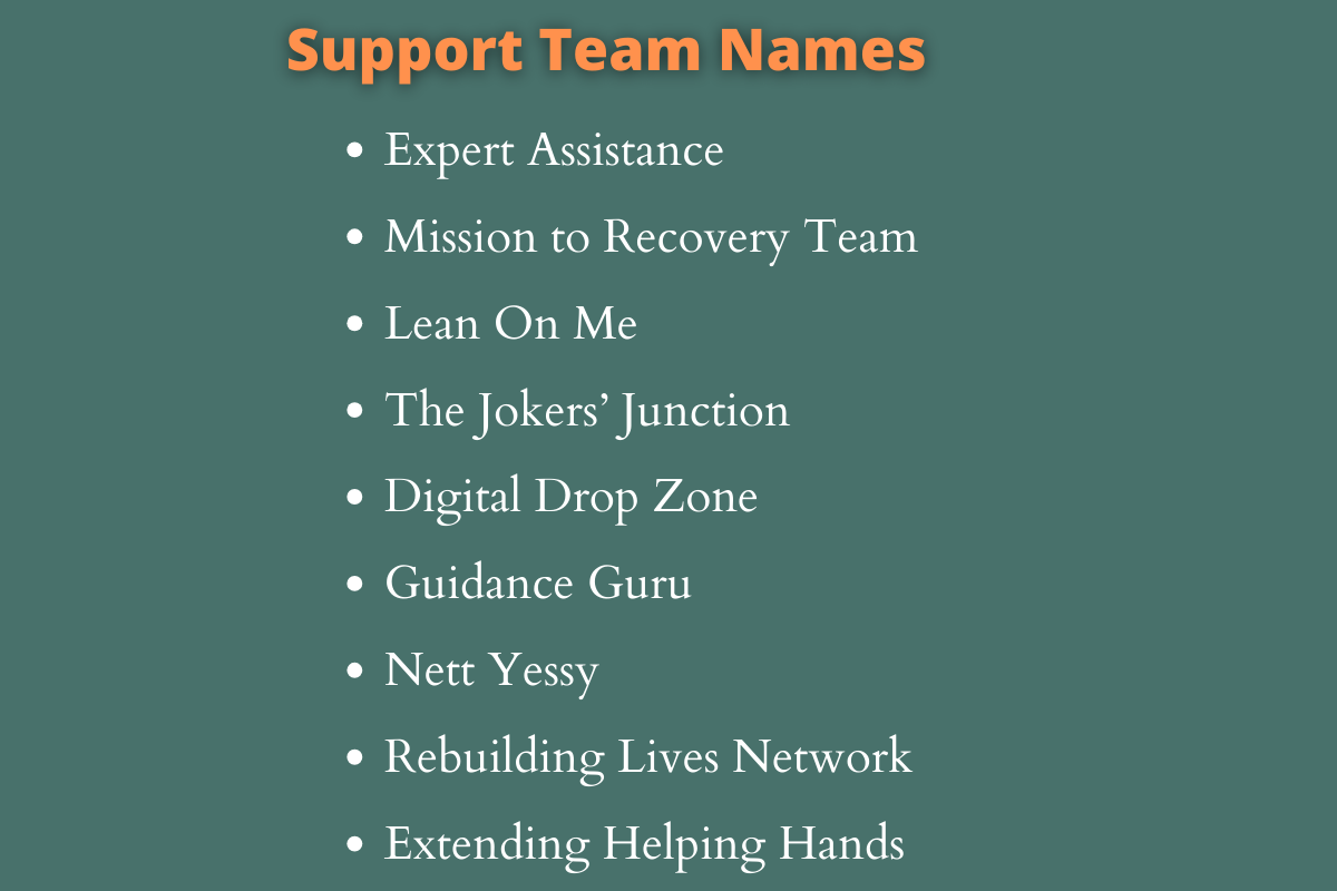 Support Team Names