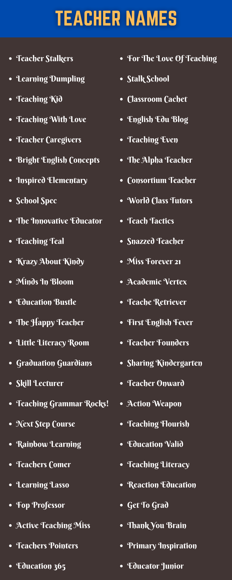Teacher Names
