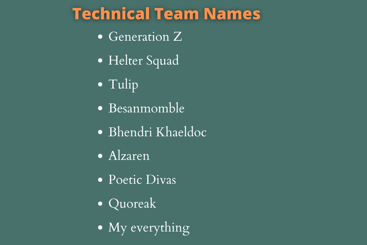 750 Cool Technical Team Names Ideas and Suggestions