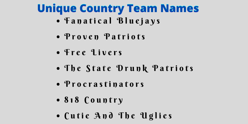 Country Team Names