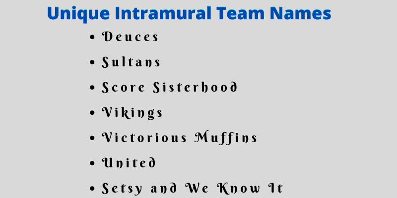 Intramural Team Names