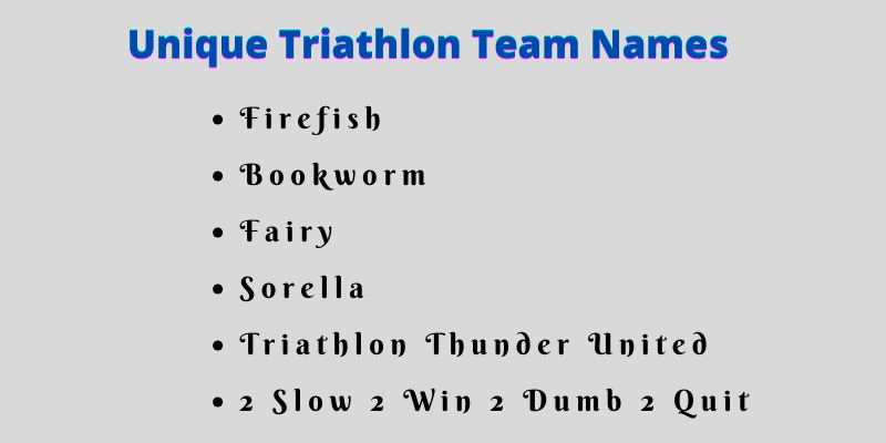 Triathlon Team Names