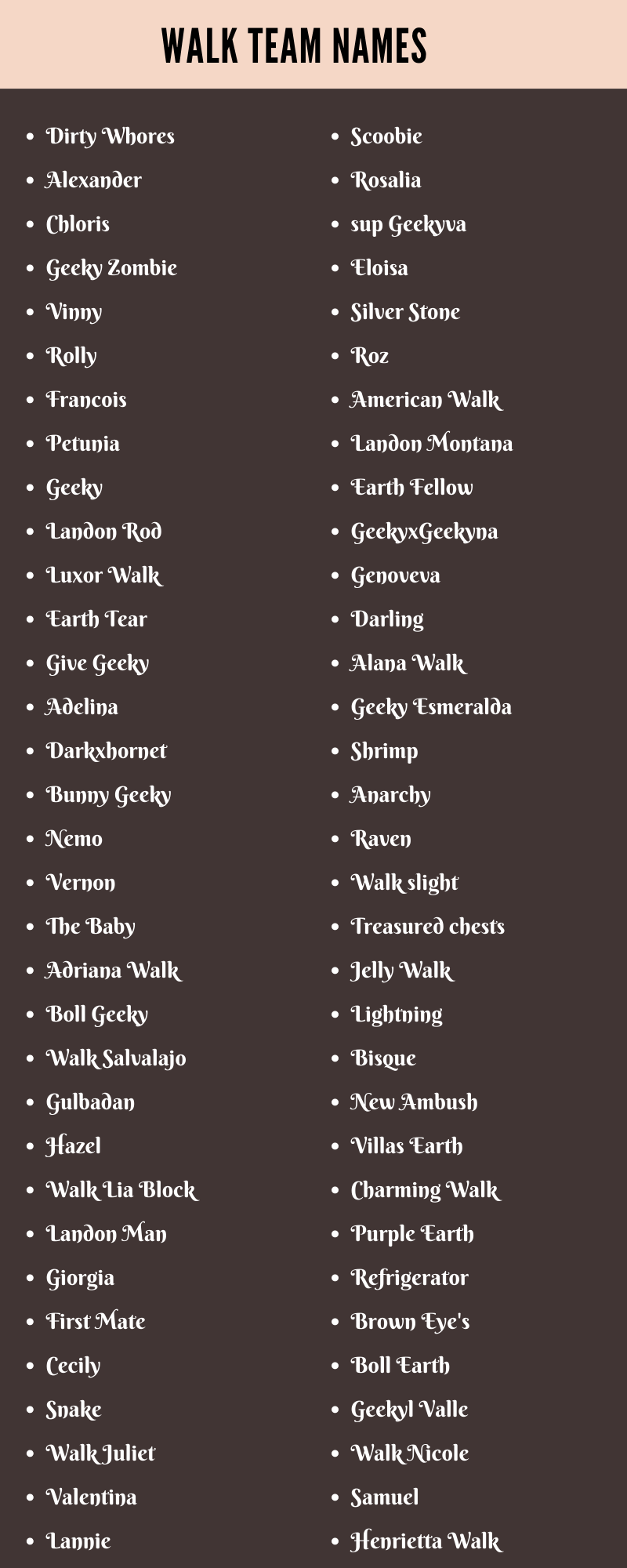 750 Cool Walk Team Names Ideas and Suggestions
