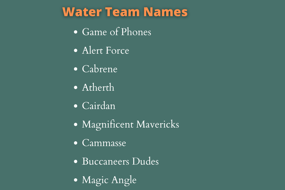 Water Team Names
