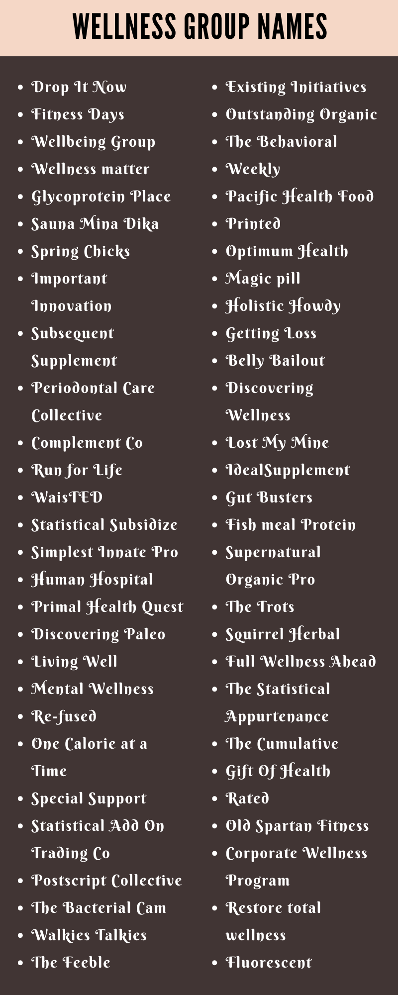 400 Cool Wellness Group Names Ideas And Suggestions