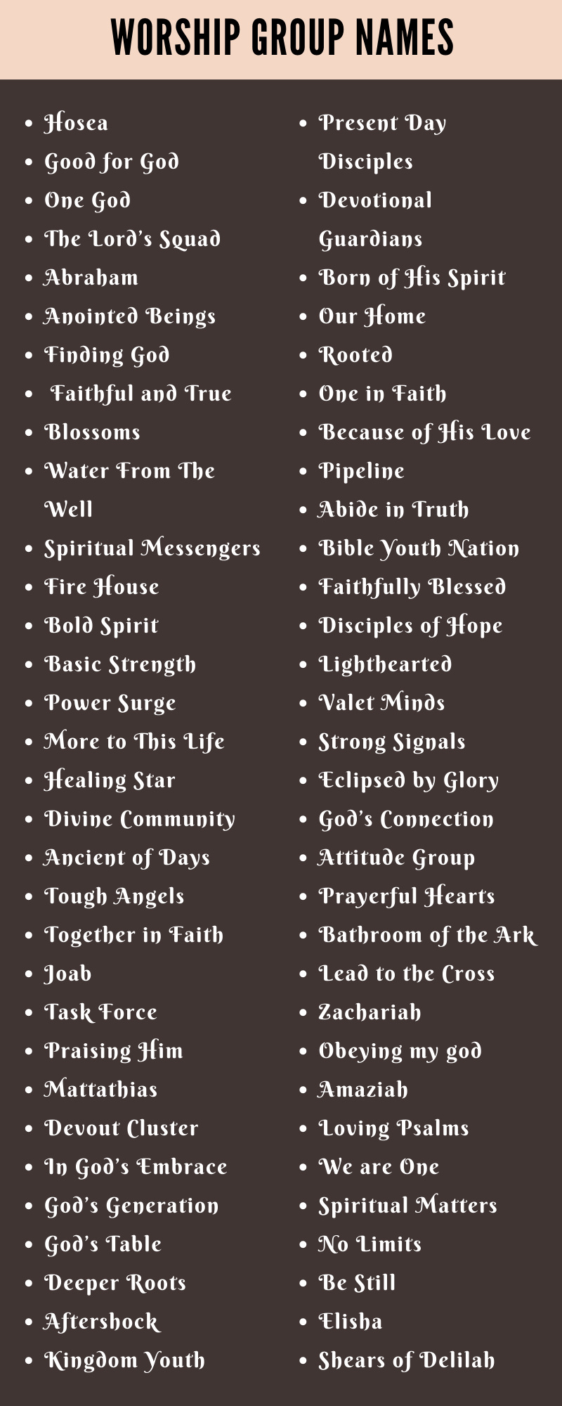 Worship Group Names