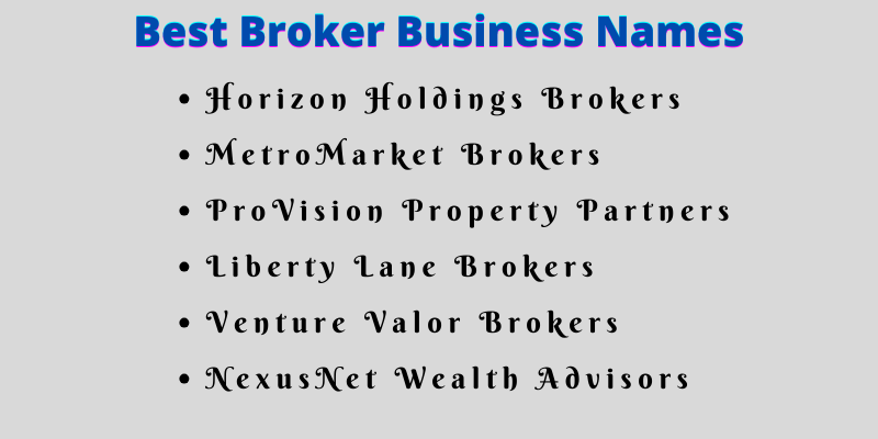 Broker Business Names