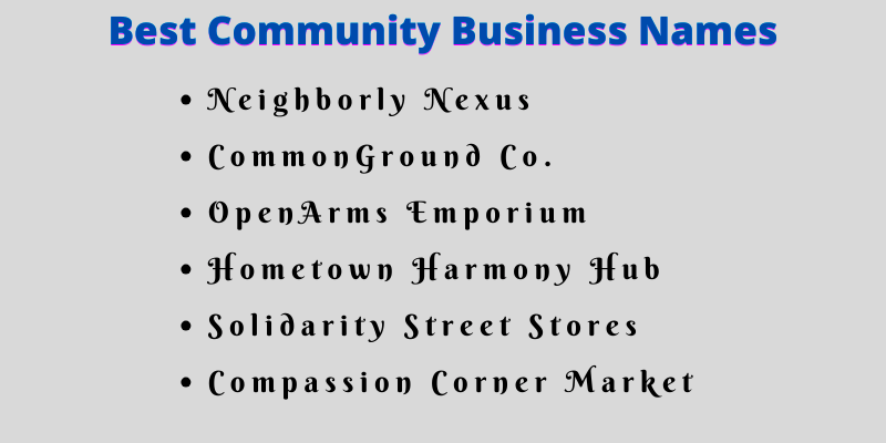 Community Business Names