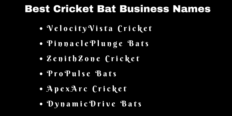 Cricket Bat Business Names