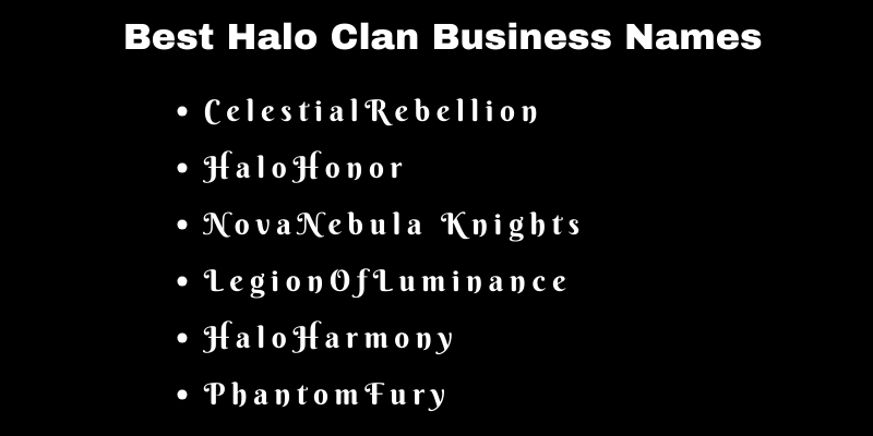 Halo Clan Business Names