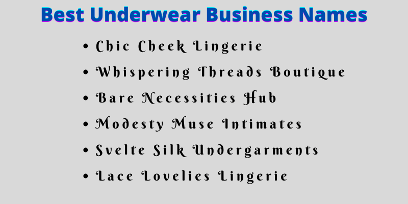 1400+ Underwear Business Names Ideas