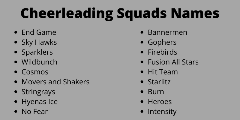 Cheerleading Squads Names