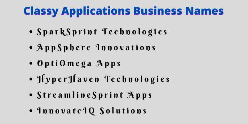 Applications Business Names