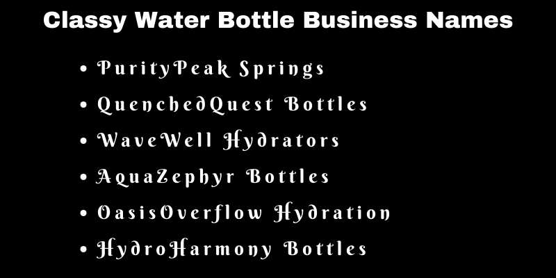 Water Bottle Business Names