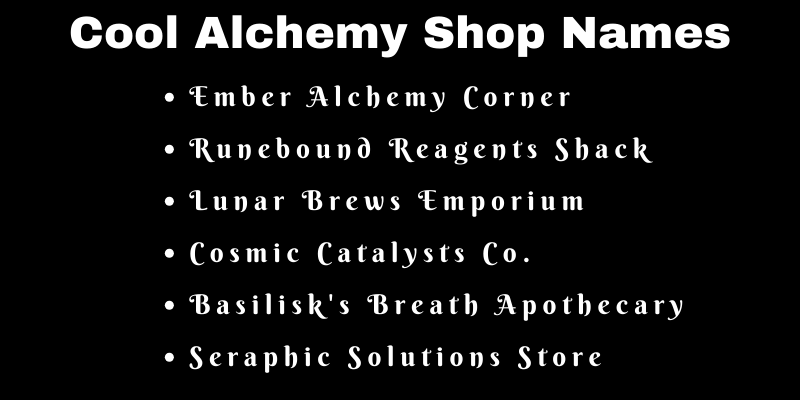 Alchemy Shop Names