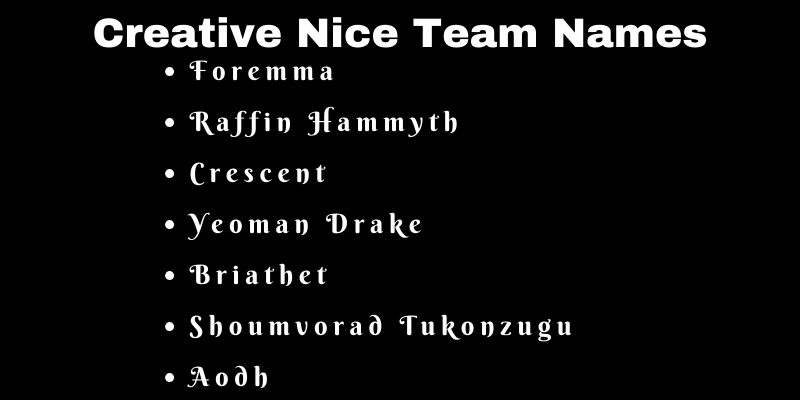 Nice Team Names