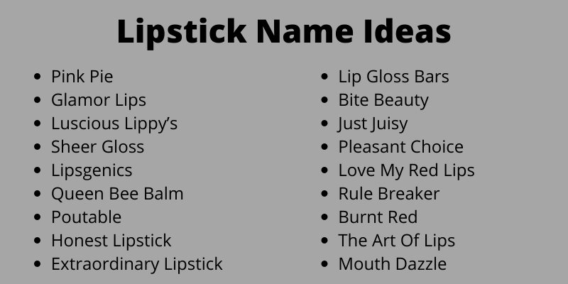 Lipstick Name Ideas