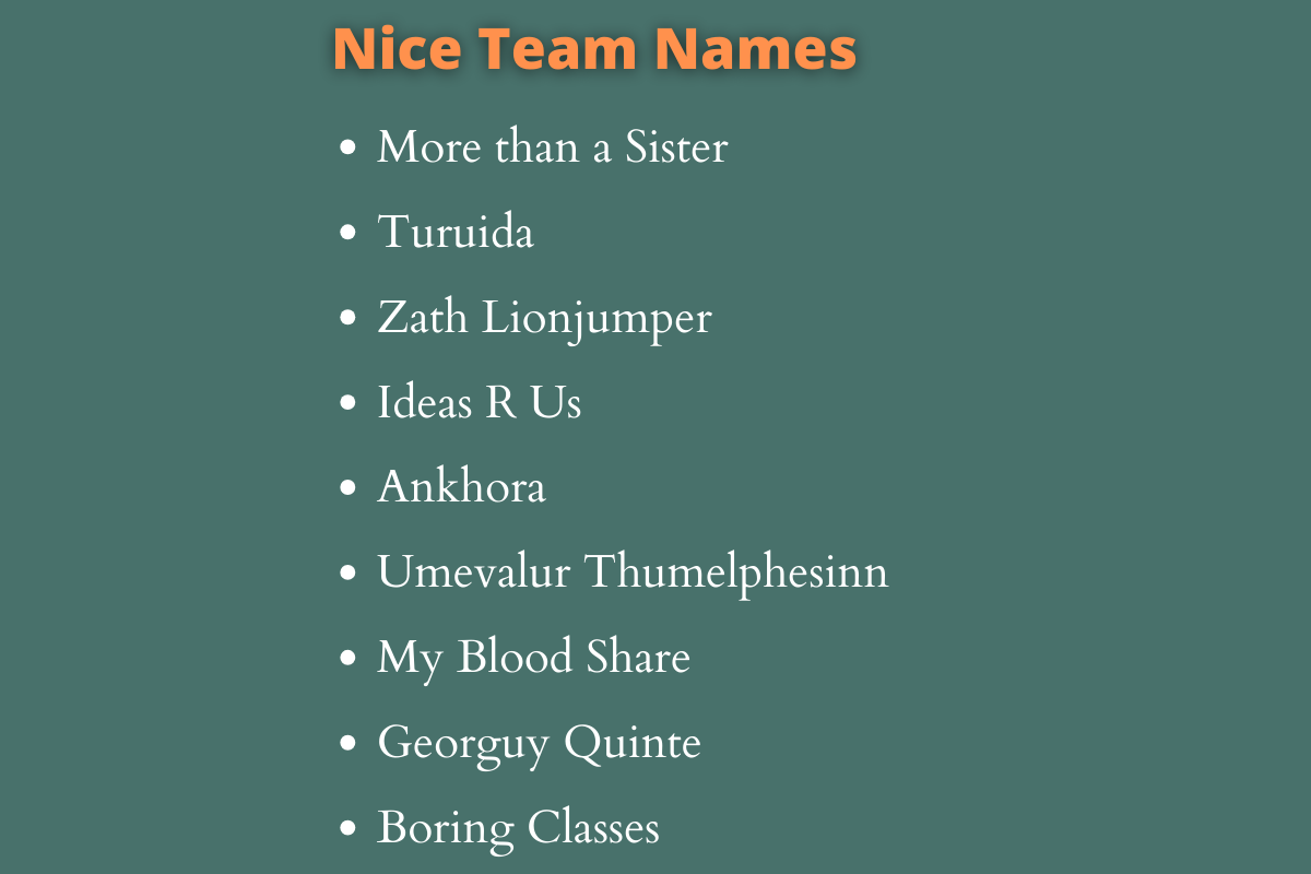 Nice Team Names