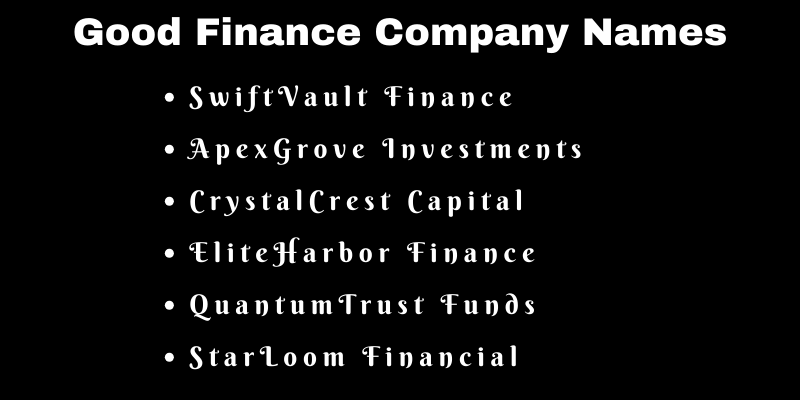 Finance Company Names