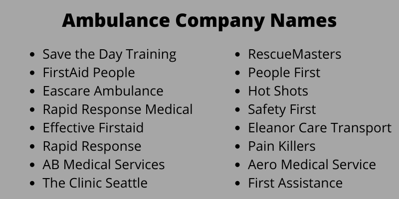 Ambulance Company Names