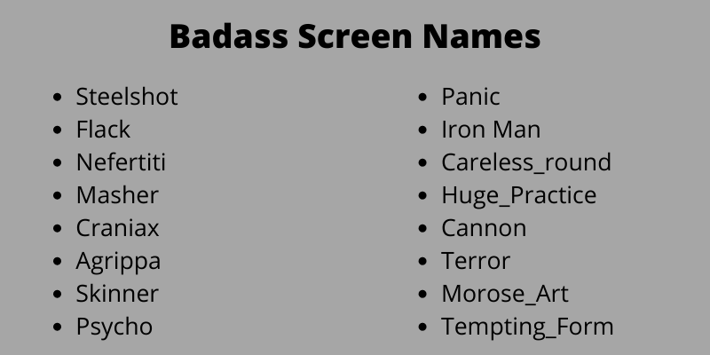 Badass Screen Names