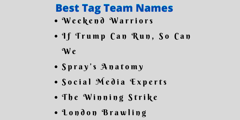 Senior Tag Team Names
