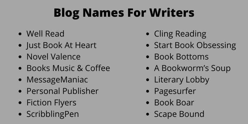 Blog Names For Writers