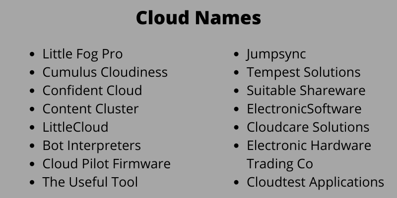 Cloud Names