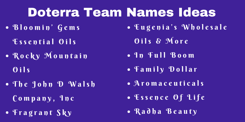 Doterra Team Names
