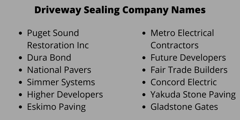 Driveway Sealing Company Names