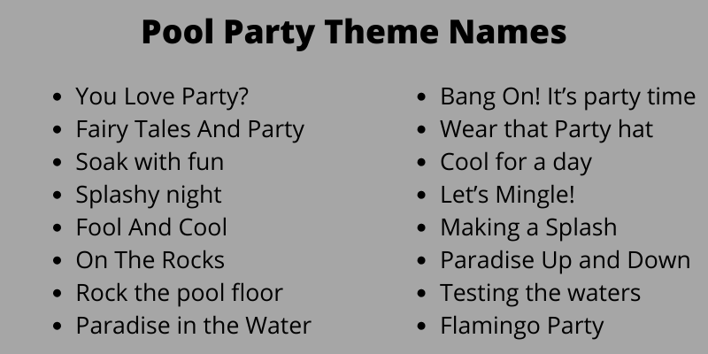 Pool Party Theme Names