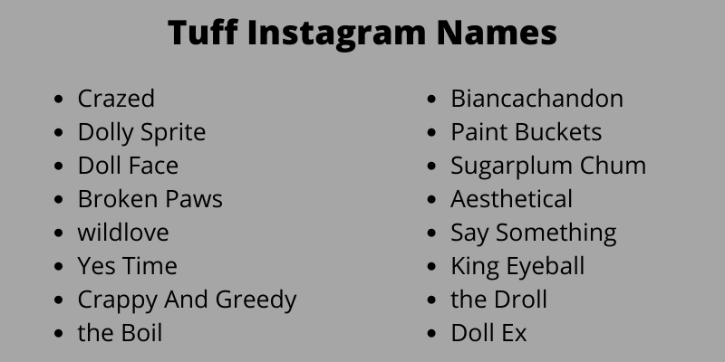 Tuff Instagram Names