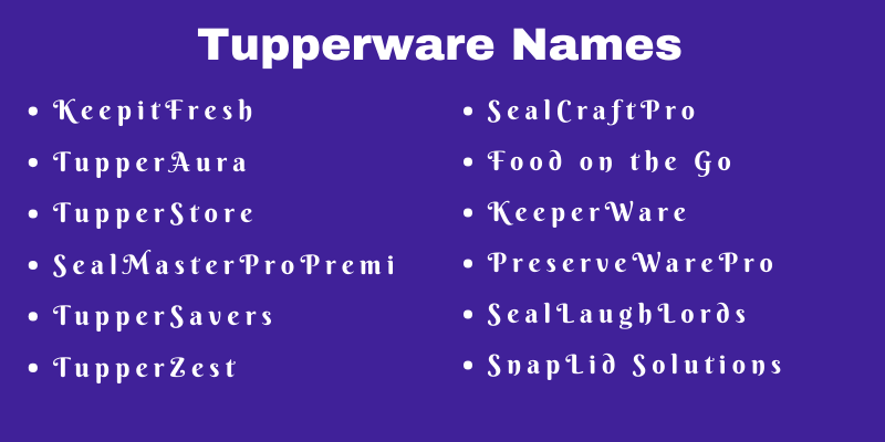 Tupperware Team Names