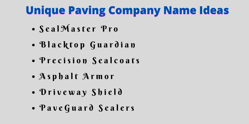 Driveway SealingCompany Names
