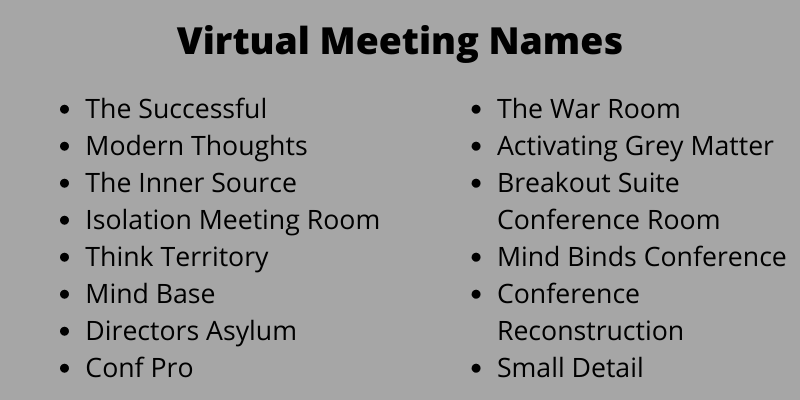 Virtual Meeting Names