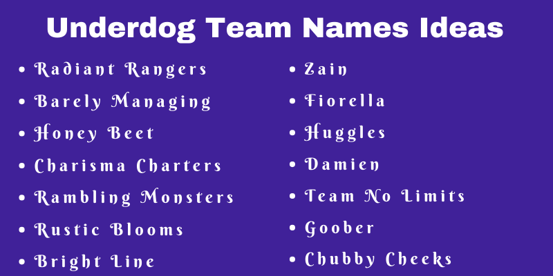 Underdog Team Names